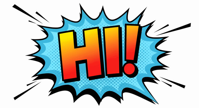 Dynamically Expressive Vector Illustration A Comic-Style 'Hi' Pop Art Bursting with Energy