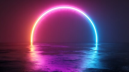 Neon arch over water