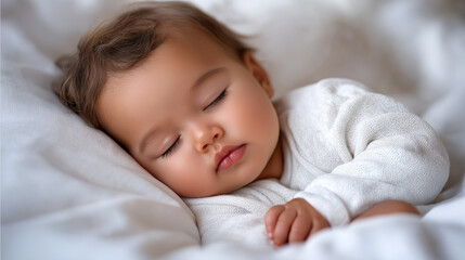 Serene sleeping baby illuminated by gentle light