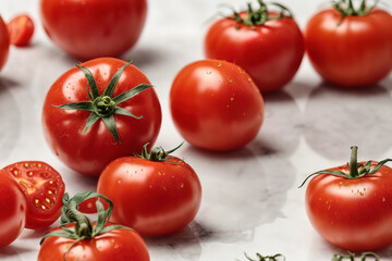 Incredible Round tomatoes on top of each other on whiteLuxurious Tomato Studio Shot Isolated on Clear Background F