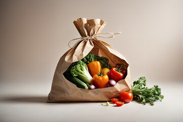 Amazing Sack full of vegetables on white table