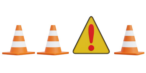 Industrial accident prevention concept in construction, safety warning sign symbol, caution, 3d illustration