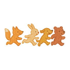 Obraz premium PNG Cute animal friends running