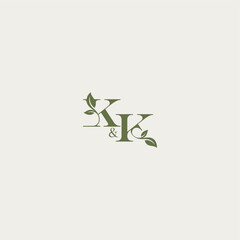 organic leaf logo bold initial concept letter luxury wedding monogram design KK