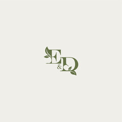 organic leaf logo ED luxury wedding monogram design bold initial concept letter