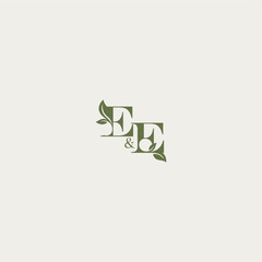 organic leaf logo EE luxury wedding monogram design bold initial concept letter