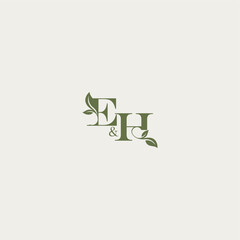 organic leaf logo EH luxury wedding monogram design bold initial concept letter