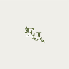 organic leaf logo EJ luxury wedding monogram design bold initial concept letter