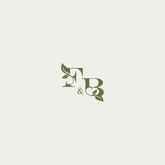 organic leaf logo FB luxury wedding monogram design bold initial concept letter