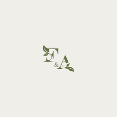 organic leaf logo FA luxury wedding monogram design bold initial concept letter