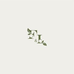 organic leaf logo FI luxury wedding monogram design bold initial concept letter