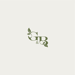 organic leaf logo GB luxury wedding monogram design bold initial concept letter