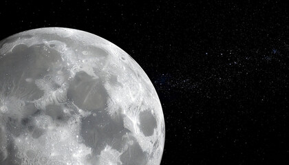 Luna llena satélite terrestre sobre un cielo negro de noche en el dia internacional de la luna