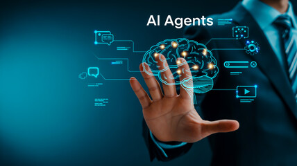 Futuristic brain interface with glowing connections