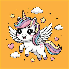 kawaii unicorn vector