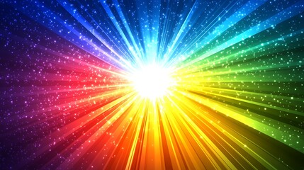 Obraz premium Radiant burst of colorful light rays