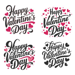 Happy valentine day lettering with hearts love celebration