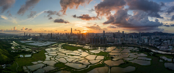 Shenzhen City and Ma Tso Lung Fish Ponds