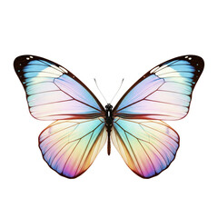 Obraz premium Iridescent morpho butterfly with vivid blue and purple wings isolated on white