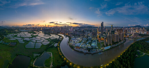 Shenzhen City and Ma Tso Lung Fish Ponds