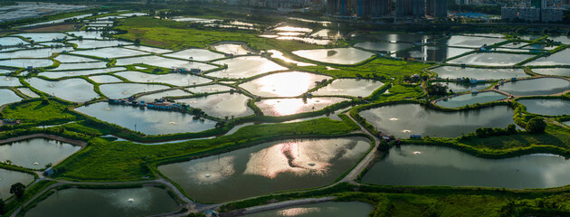 Shenzhen City and Ma Tso Lung Fish Ponds