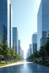 Obraz premium Contemporary High-Rise Commercial Buildings in City Center