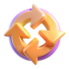 3d refresh arrows icon isolated on transparent background