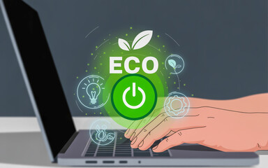 Green Energy Innovation Digital Interface laptop hand