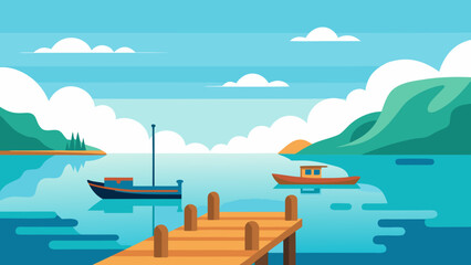 Peaceful Island Dock with Boats at Sunrise