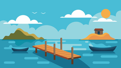 Peaceful Island Dock with Boats at Sunrise