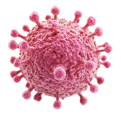 Detailed 3d illustration of a virus, highlighting its complex surface structure with proteins, isolated on transparent a background