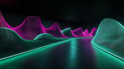 Futuristic neon landscape