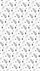black and white seamless pattern, seamless leaf pattern, wrapping paper design