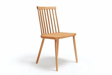 A shaker wooden chair, a sleek sailing boat of simplicity on a white ocean.