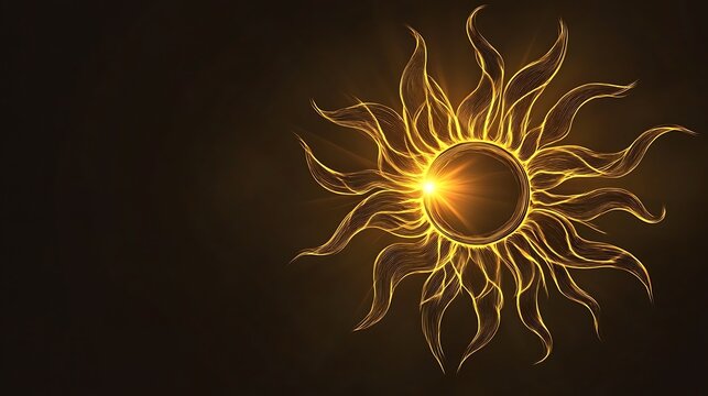 Radiant golden sunburst design on dark background