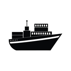 Obraz premium cargo ship side view vector on white background 