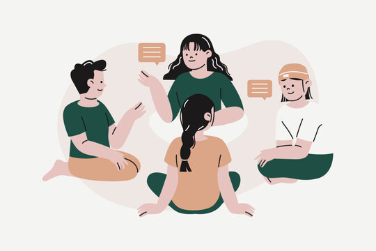 Diverse People Engaged in Constructive Group Discussion Illustration