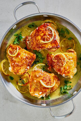 baked chicken thighs in a garlic lemon butter sauce