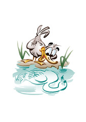 Illustration for the fairy tale by Hans Christian Andersen: The Ugly Duckling