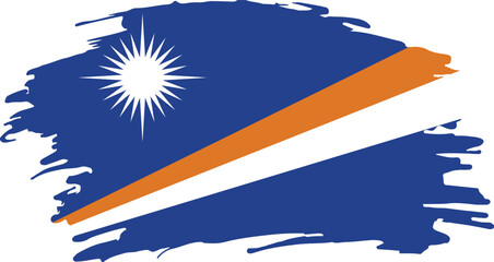 grunge style brush stroke flag of the Marshall Islands with orange and white diagonal stripes and star

