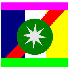 Abstract painting with colorful geometric figures