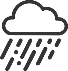 Rain cloud icon with raindrops and thick black outlines