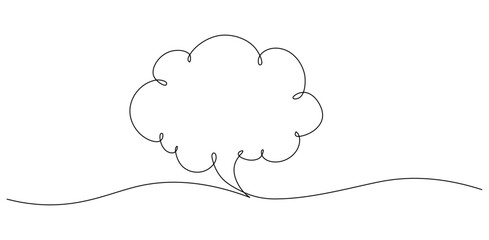 Continuous linear drawing of speech bubble isolated on transparent background with copy space. Editable stroke. Vector illustration