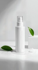 Elegant and Minimalist Skincare Product on a Clean White Background with Natural Elements