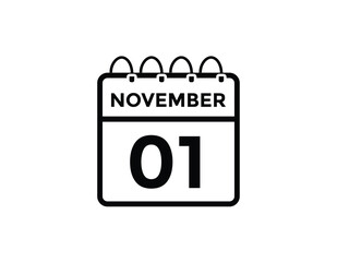 Obraz premium 1 November Vector Icon Design. Date and month vector illustration 