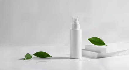 Elegant and Minimalist Skincare Product on a Clean White Background with Natural Elements