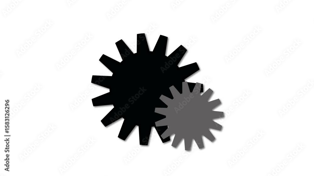 Aufkleber modern tech animation. two animated gears symbolizing system processes. simple animated illustration