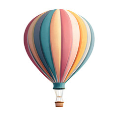 Fototapeta premium Cartoon hot air balloon floating against a black backdrop, travel concept illustration