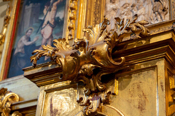 Intricate Baroque detailing in the Colegiata de Santa Maria la Mayor de Toro in Zamora, showcasing...
