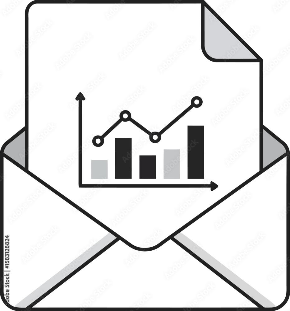 Poster email containing a business report showing upward trending graph.